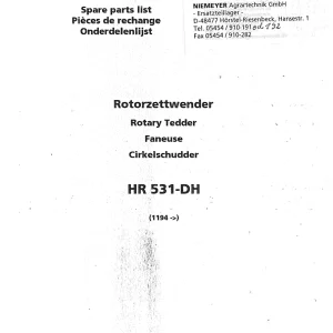 Niemeyer Hr531Dh 2003 Parts Manual