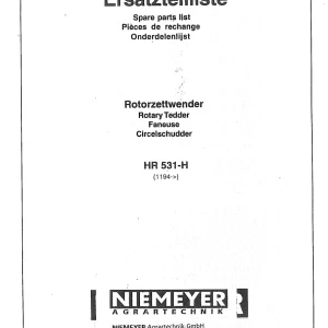 Niemeyer Hr531H 1995 Parts Manual