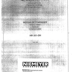 Niemeyer Hr551Dh 1992 Parts Manual