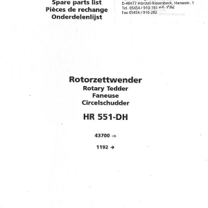 Niemeyer Hr551Dh 2000 Parts Manual