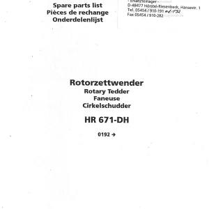 Niemeyer Hr671Dh 2000 Parts Manual