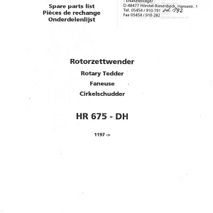 Niemeyer Hr675Dh 2002 Parts Manual