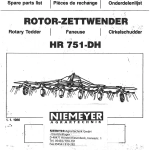 Niemeyer Hr751Dh 1986 Parts Manual