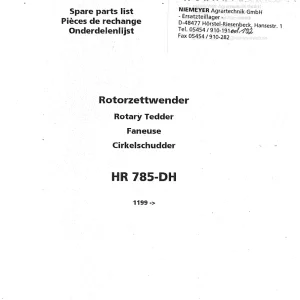 Niemeyer Hr785Dh 2004 Parts Manual