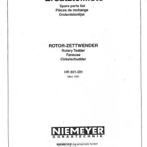 Niemeyer Hr801Dh 1991 Parts Manual