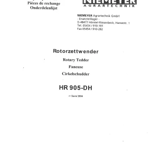 Niemeyer Hr905Dh 2004 Parts Manual