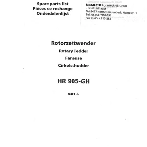 Niemeyer Hr905Gh 2002 Parts Manual