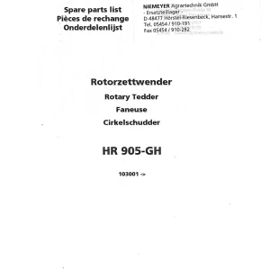 Niemeyer Hr905Gh 2003 Parts Manual