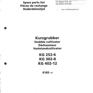 Niemeyer Kg252 Kg302 Kg402 2000 Parts Manual