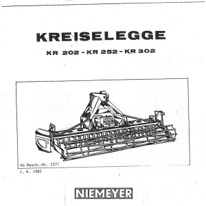 Niemeyer Kr202 Kr252 Kr302 1983 Parts Manual