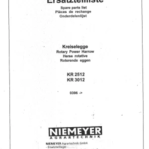 Niemeyer Kr2512 Kr3012 1997 Parts Manual