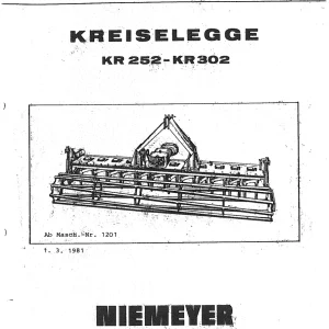 Niemeyer Kr252 Kr302 1981 Parts Manual