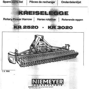 Niemeyer Kr2520 Kr3020 1986 Parts Manual