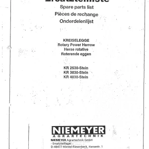 Niemeyer Kr2530 Kr3030 Kr4030 Stein 1988 Parts Manual