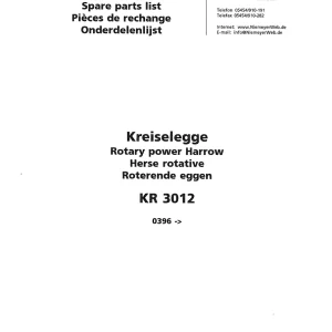 Niemeyer Kr3012 2001 Parts Manual