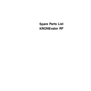 Niemeyer Kronevator Rf Parts Manual