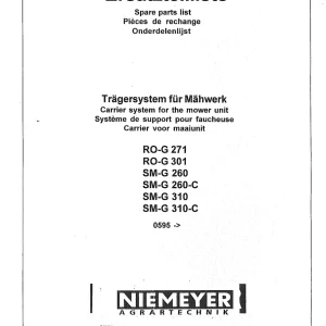 Niemeyer Ro G 271 301 Sm G 260C 310 310C 1996 Parts Manual