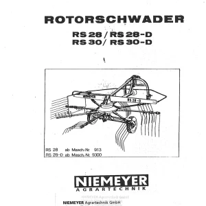 Niemeyer Rs28 28D 30 30D Parts Manual