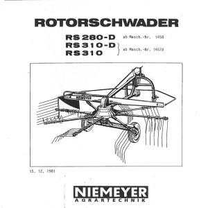 Niemeyer Rs280 Rs310 310D 1981 Parts Manual