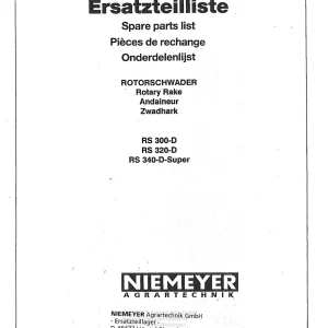 Niemeyer Rs300D 320D 340D 1989 Parts Manual