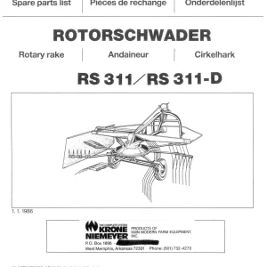 Niemeyer Rs311 Rs311D 1986 Parts Manual
