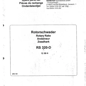 Niemeyer Rs320D 1999 Parts Manual