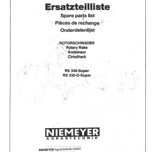 Niemeyer Rs330 Rs330D 1986 Parts Manual