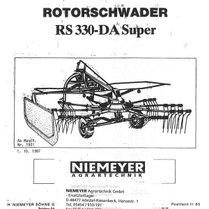 Niemeyer Rs330Da 1987 Parts Manual