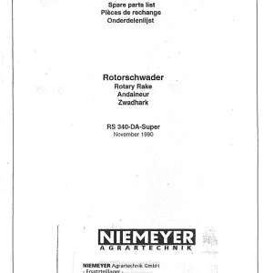 Niemeyer Rs340Da 1991 Parts Manual