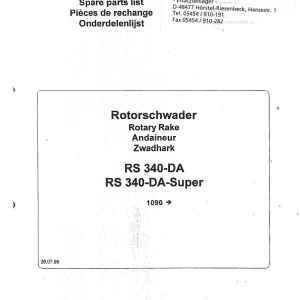 Niemeyer Rs340Da 1999 Parts Manual