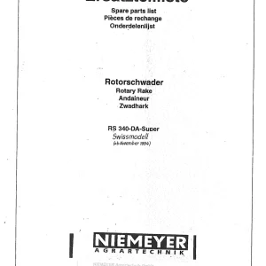 Niemeyer Rs340Da 1994 Parts Manual