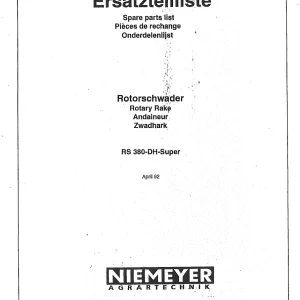 Niemeyer Rs380Dh 1993 Parts Manual