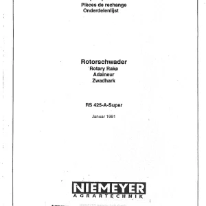 Niemeyer Rs425A 1991 Parts Manual