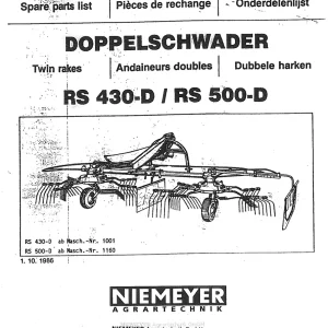 Niemeyer Rs430D Rs500D 1986 Parts Manual