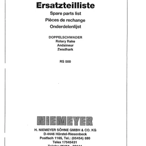 Niemeyer Rs500 1990 Parts Manual