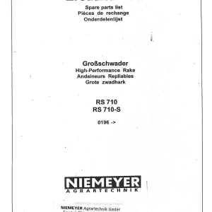 Niemeyer Rs710 Rs710S 1996 Parts Manual