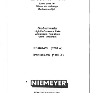 Niemeyer Rs840Vs 1997 Parts Manual