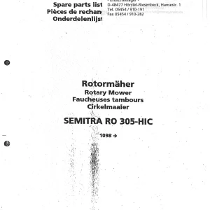Niemeyer Semitra Ro 305Hic 2000 Parts Manual