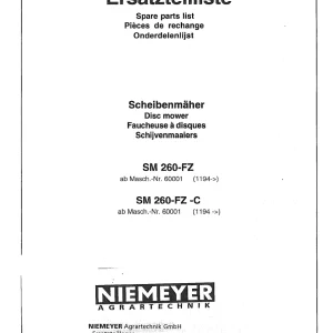 Niemeyer Sm 260 Fz 260 Fz C 1995 Parts Manual