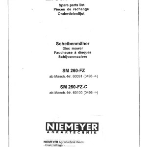 Niemeyer Sm 260 Fz 260 Fz C 1996 Parts Manual
