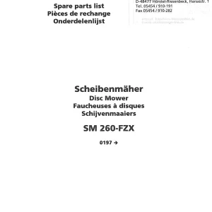 Niemeyer Sm 260 Fzx 1997 Parts Manual