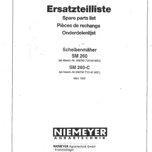 Niemeyer Sm260 260C 1993 Parts Manual