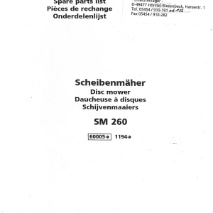 Niemeyer Sm260 2001 Parts Manual