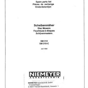 Niemeyer Sm310 310C 1994 Parts Manual
