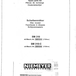 Niemeyer Sm310 310C 1998 Parts Manual