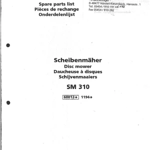 Niemeyer Sm310 2001 Parts Manual