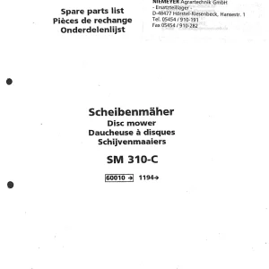 Niemeyer Sm310C 2001 Parts Manual