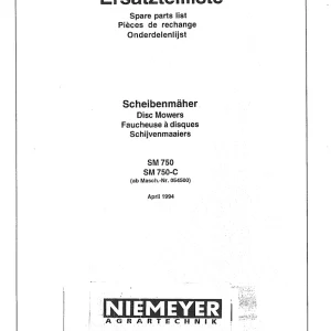 Niemeyer Sm750 Sm750C 1994 Parts Manual