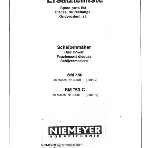 Niemeyer Sm750 Sm750C 1995 Parts Manual
