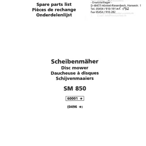 Niemeyer Sm850 2001 Parts Manual